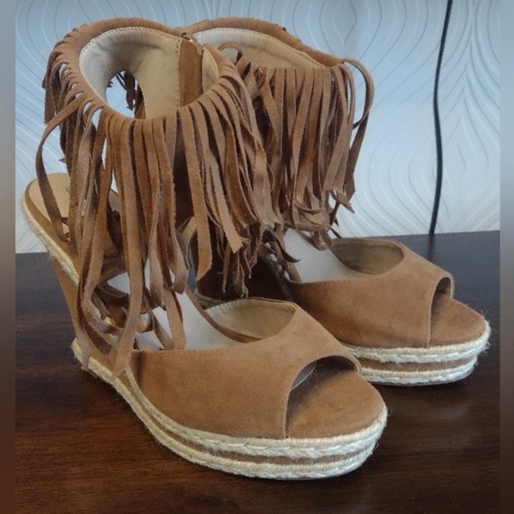 Mark. Faux Suede Fringe Wedges